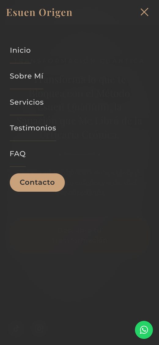 Menú de la web de Esuen Origen en un teléfono